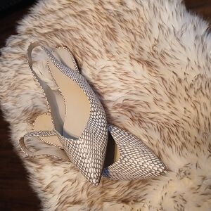 Marc Fisher Cream and Brown Slingback Heels